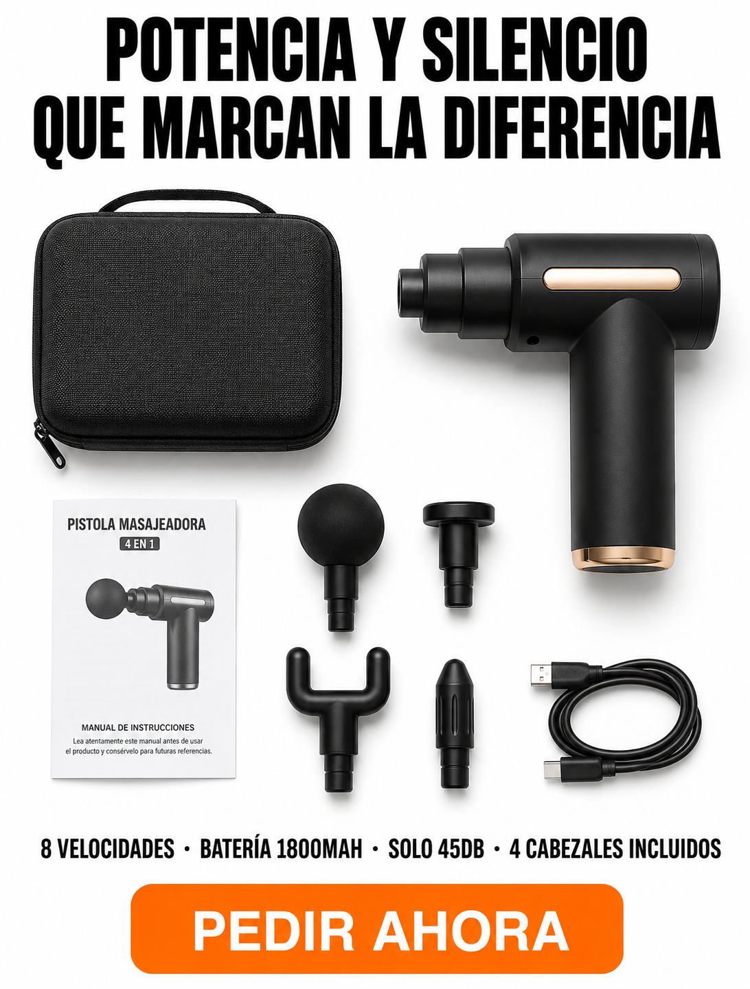 Pistola Masajeadora 4 en 1