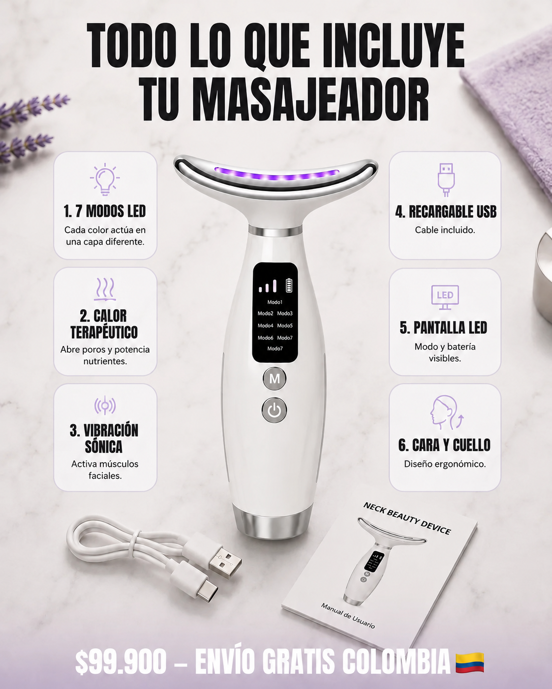 MASAJEADOR FACIAL RECARGABLE