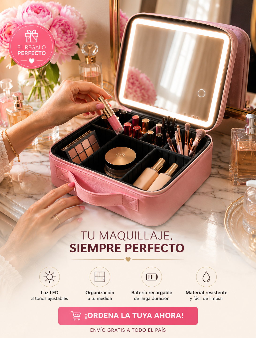 Neceser De Maquillaje con luz LED