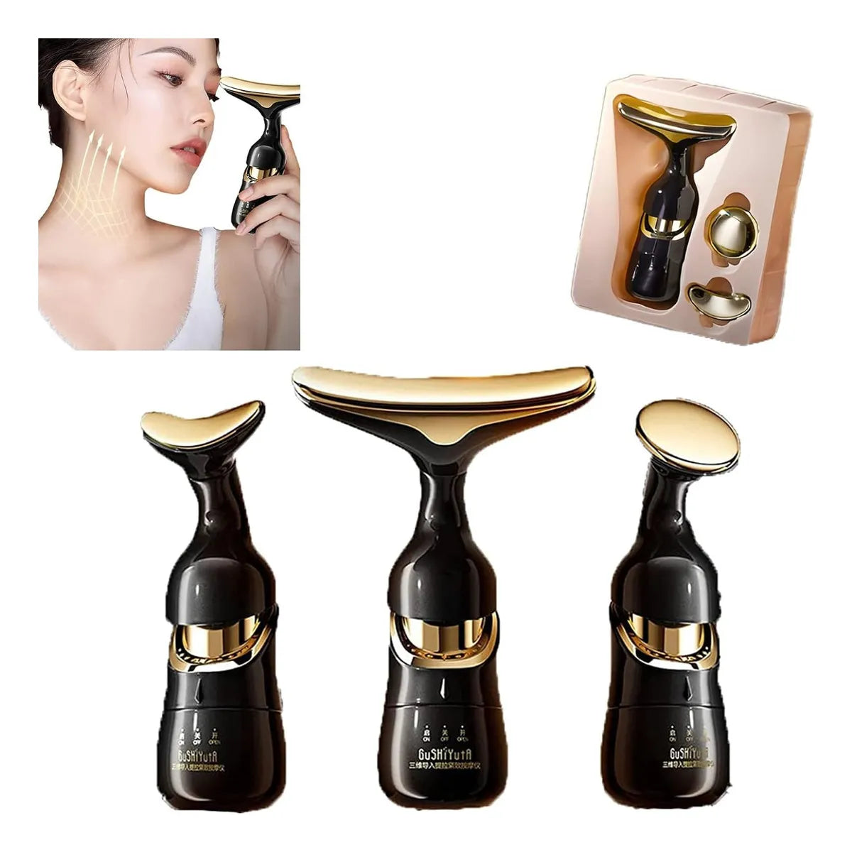 Masajeador Facial 3 En 1 Con Microcorriente