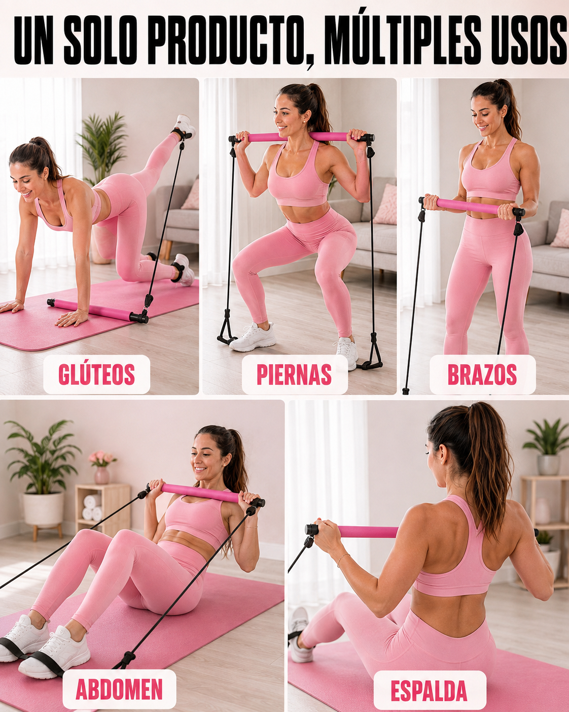 Barra De Pilates Con Bandas Elasticas